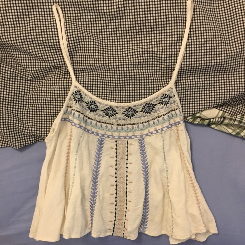 Never Worn Urban Outfitters Embroidered Crop Top